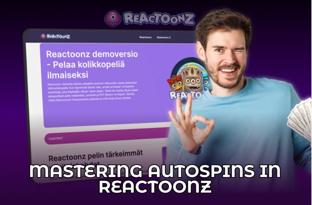 Image of a user mastering autospins in Reactoonz, showcasing gameplay mechanics and user interface elements.